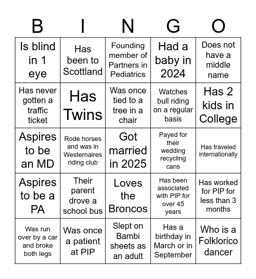 PIP Picnic Mingle Bingo Card