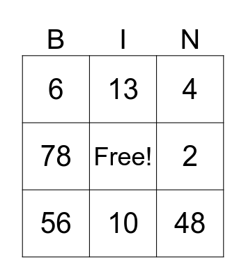 Bingo Test Bingo Card