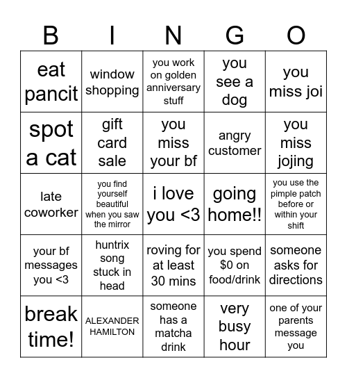 <333 i love you Bingo Card