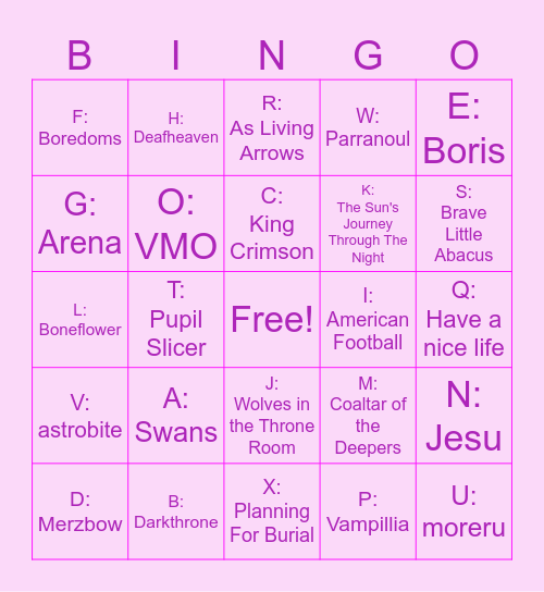 feymucard Bingo Card