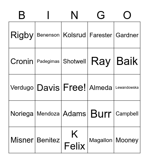 WILDCAT Bingo Card
