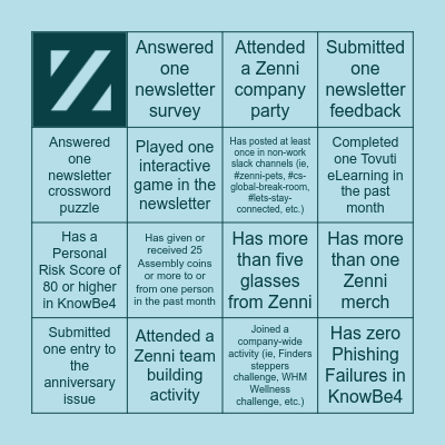 The Advocate Anniversary Bingo Card