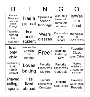 Northwestern University Law Review Bingo Card