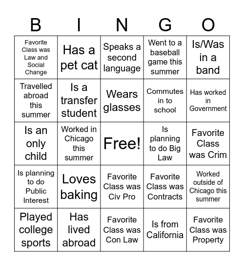 Northwestern University Law Review Bingo Card