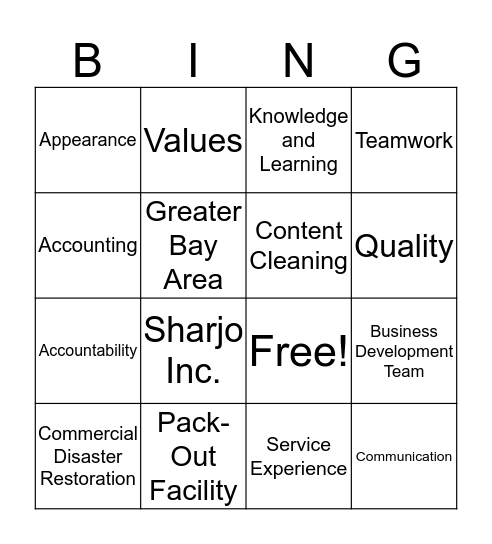 Orientation Bingo Card