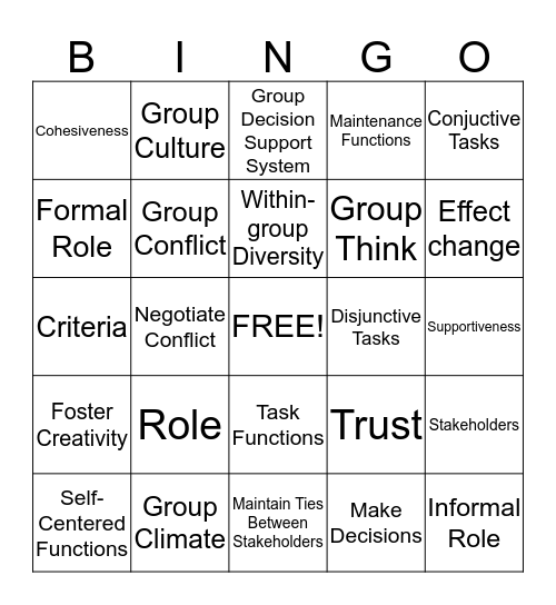 Chapter 9  Bingo Card