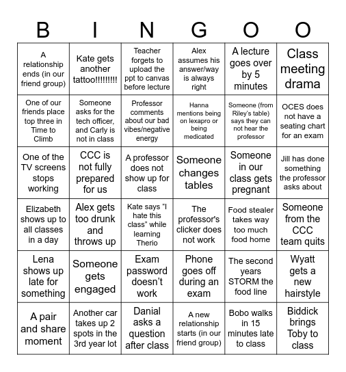 3RD YEAR BINGO Card