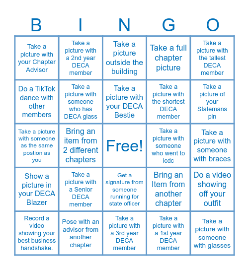 DECA Bingo Card