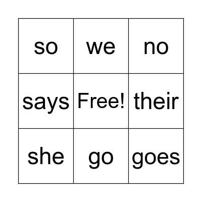 Heart Words list 3 Bingo Card