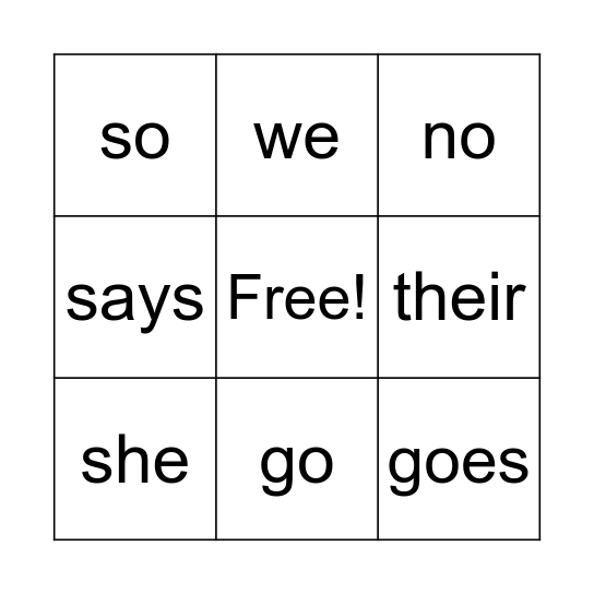 Heart Words list 3 Bingo Card