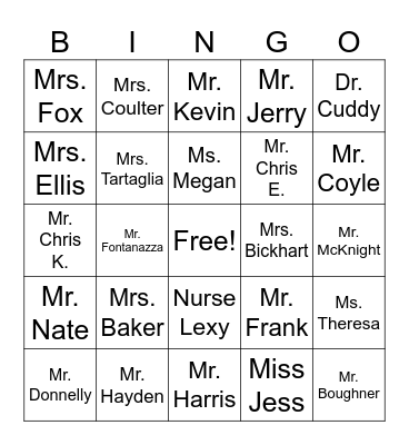 Hiller Helpers Bingo Card