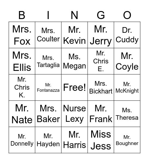 Hiller Helpers Bingo Card