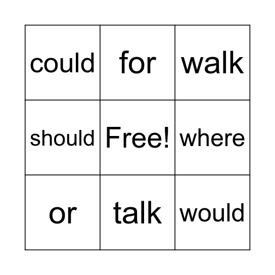 Heart Words list 4 Bingo Card