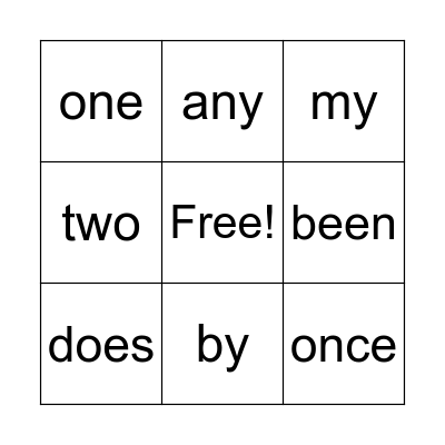 Heart Words list 5 Bingo Card