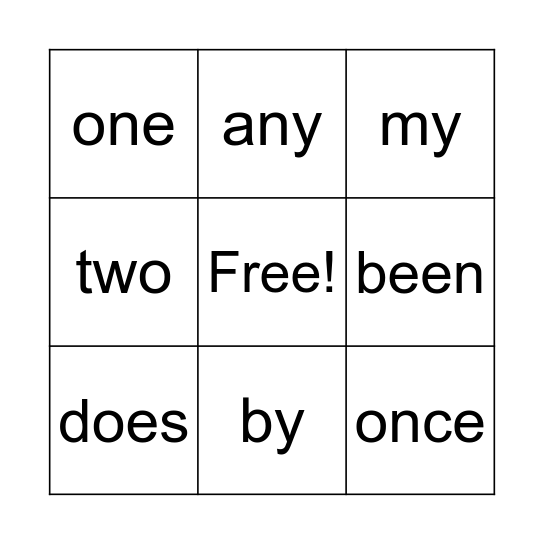 Heart Words list 5 Bingo Card