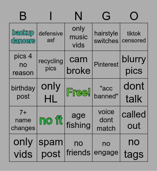 Catfish Bingo Card