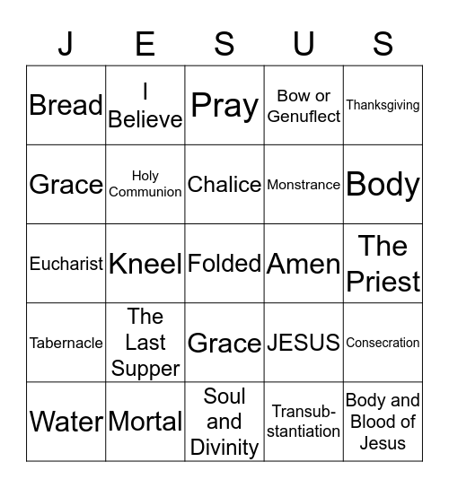 THE HOLY EUCHARIST Bingo Card