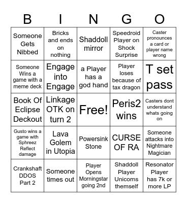 Duel Links Worlds Bingo Card