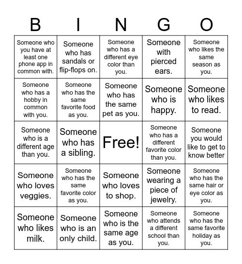 3WC Teen Girls Bingo Card