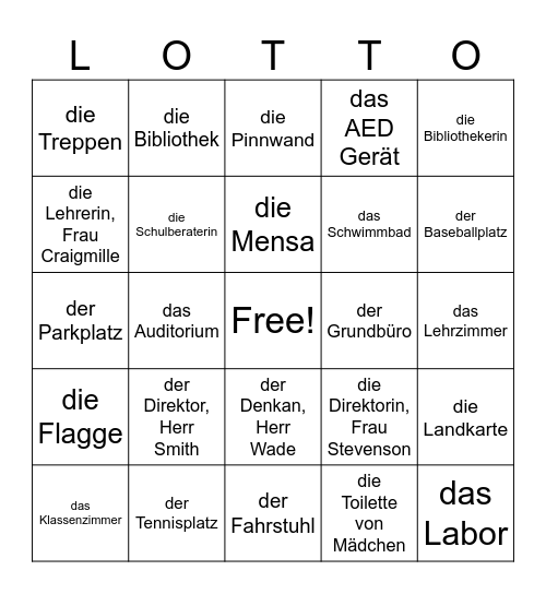 Pioneer Schulführung Bingo Card