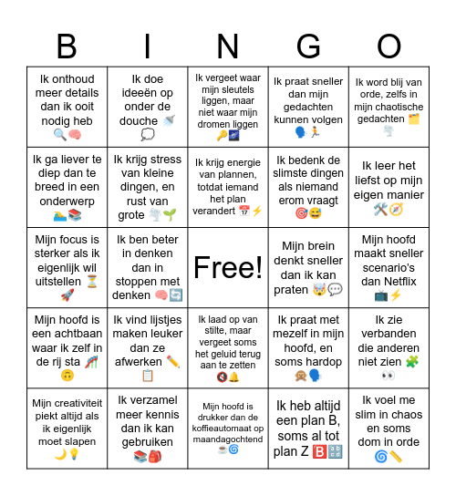 WerkVoorkeurBingo Card