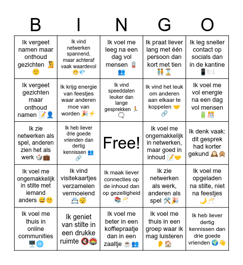 WerkVoorkeurBingo Card