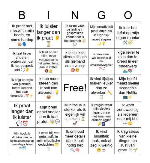 WerkVoorkeurBingo Card