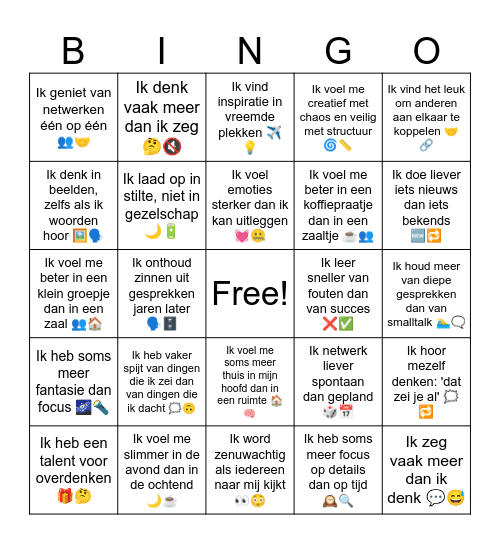 WerkVoorkeurBingo Card