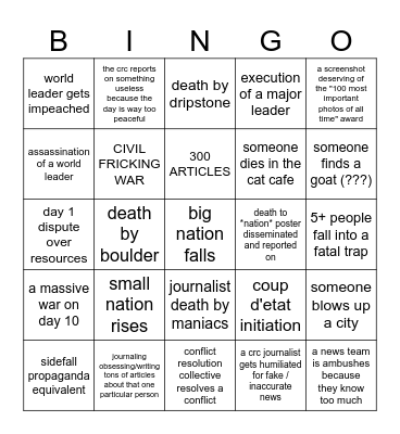 CRC NEWS BINGO Card