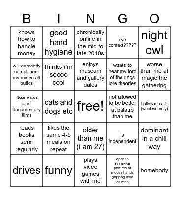 Are you molly’s my type? Bingo Card
