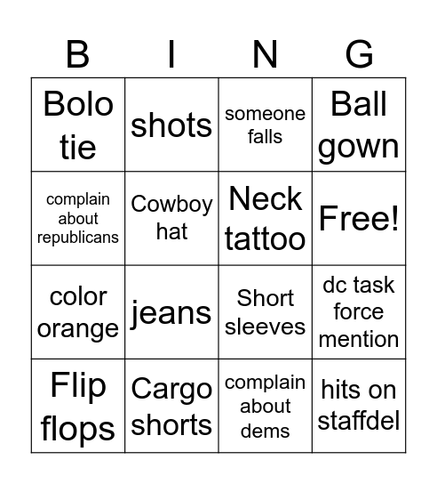 staffdel trip Bingo Card
