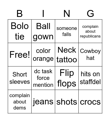staffdel trip Bingo Card