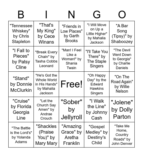 Music Bingo Card