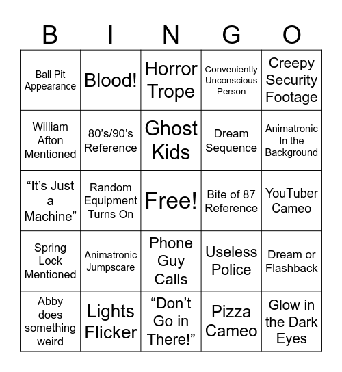 Max Movie Night FNAF Bingo! Bingo Card