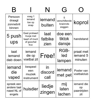 ome tv bingo Card