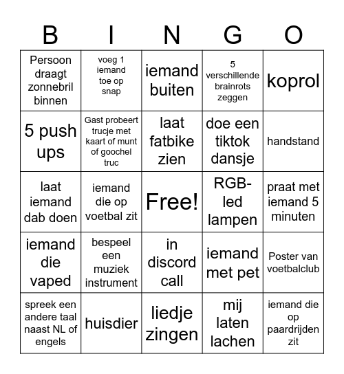 ome tv bingo Card