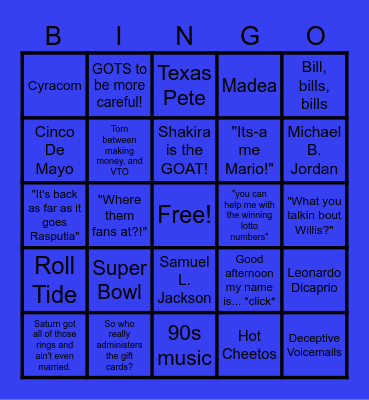 Bizzle Bingo Card
