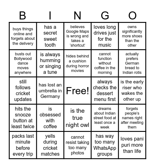 At least one of them... Bingo Card