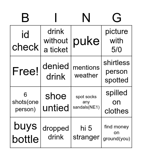 bevy about town Bingo Card