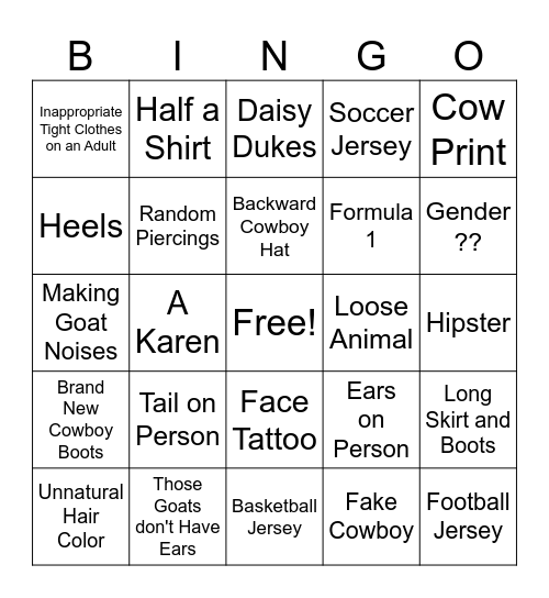 WS Fair Bingo Card