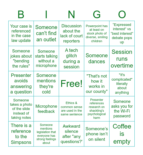 Conference Bingo Card
