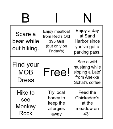 WELCOME TO NEVADA Bingo Card