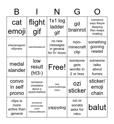 Ctd/Fbtd bingo Card