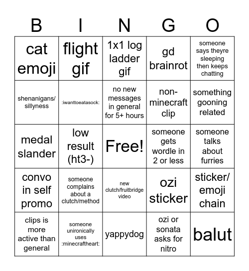 Ctd/Fbtd bingo Card