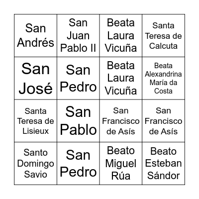 BINGO DE SANTOS Bingo Card