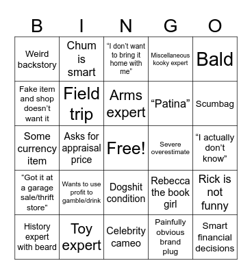 Pawn Stars Bingo Card