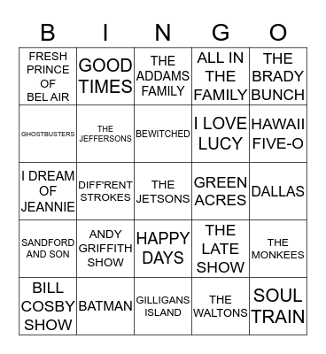 TV TRIVIA BINGO Card