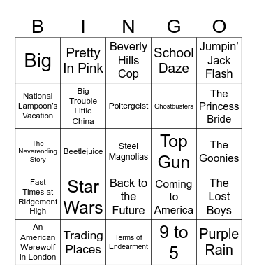 80's Bingo Card