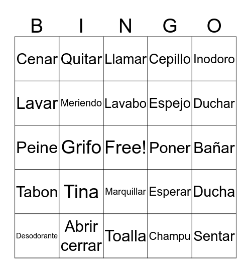 Spanish bingo Card