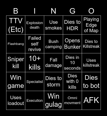 Warzone 2.0 bingo (Credits to: Big Puffer) Bingo Card